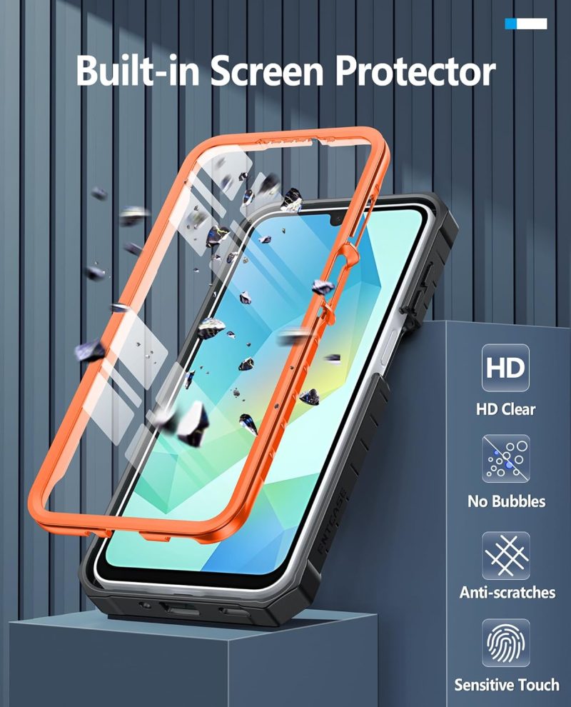 FNTCASE Hybrid Protective Case for Galaxy A16-5G - Orange - Image 6