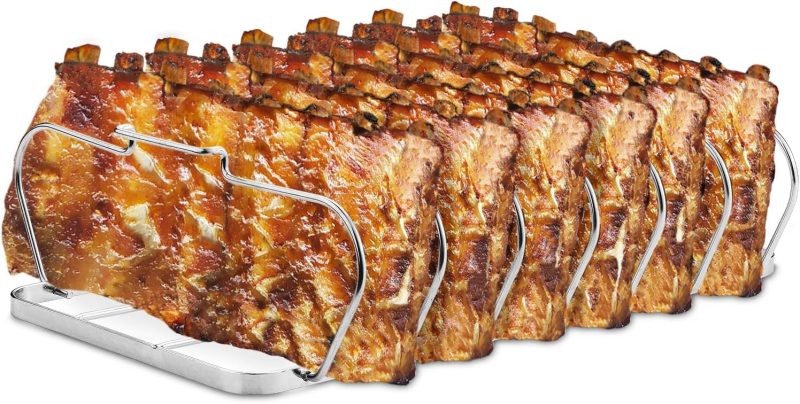 Large Rib Rack For Smoking - 6 Slots Rib Racks For Grilling - Easy To Use And Clean Bbq Premium Durable Rib Rack Stainless Steel - Image 2