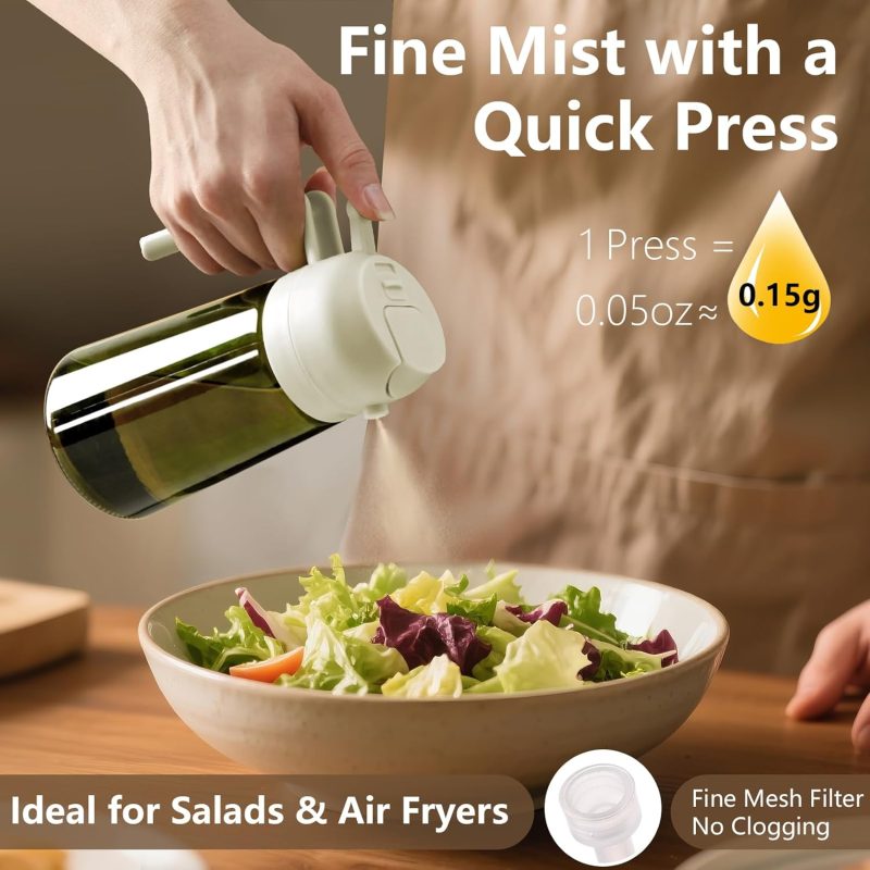 2Pcs Olive Oil Dispenser And Oil Sprayer – 16Oz/470Ml Glass Light-Proof Oil Pourer For Kitchen - Image 3