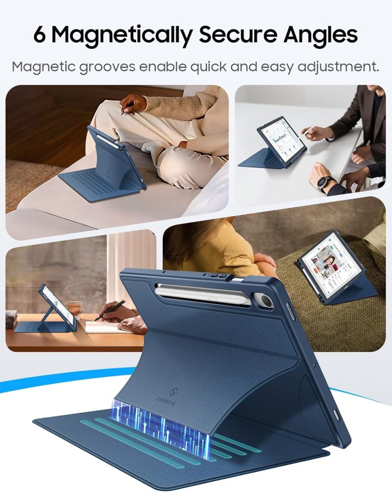 S10 Fintie Magnetic Stand Case for Samsung Galaxy Tab S10 Lite/ S10 FE/ S9 FE 5G 10.9 Inch/Tab S9 11 Inch Multi-Angle Viewing Rugged Soft TPU Back Cover with S Pen Holder Auto Wake/Sleep Navy - Image 3