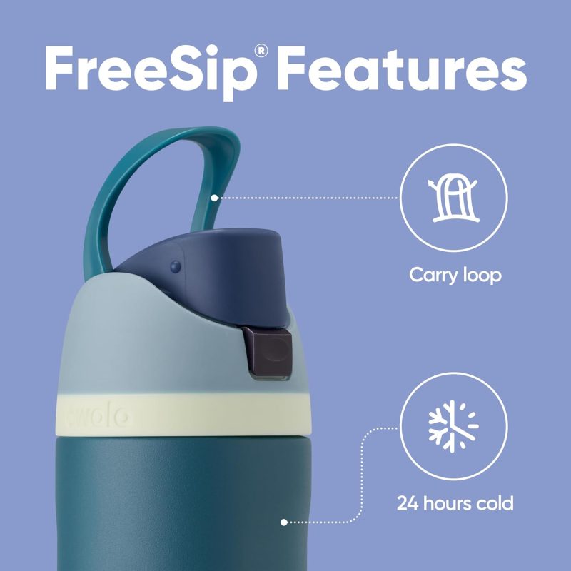 Owala FreeSip Insulated Stainless Steel Water Bottle with Straw, BPA-Free Sports Water Bottle, Great for Travel, 24 Oz, Denim - Image 4