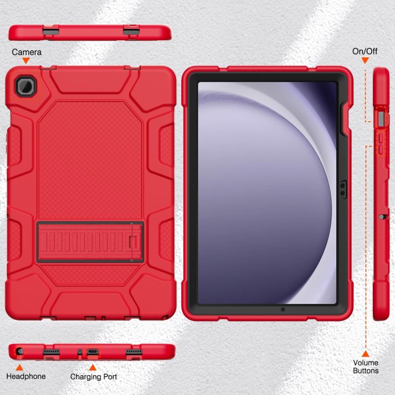 2024 Case for Samsung Galaxy Tab A9+/A9 Plus 11” 2024 Model (SM-X210/X216/X218) Heavy Duty Shockproof Rugged High Impact Protective Case Red - Image 6