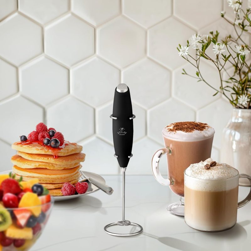Zulay Kitchen Powerful Milk Frother Wand With 2 Duracell Batteries - Ultra Fast Handheld Drink Mixer - Electric Whisk Foam Maker For Coffee - Image 5
