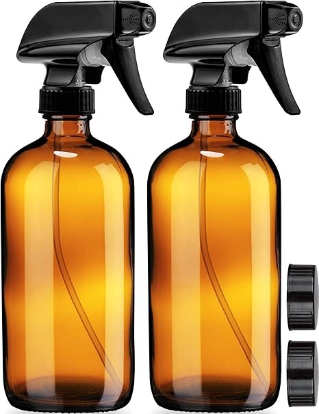Sally'S Organics Empty Amber Glass Spray Bottles - 2 Pack - Large 16Oz Refillable Bottle For Is Great For Essential Oils