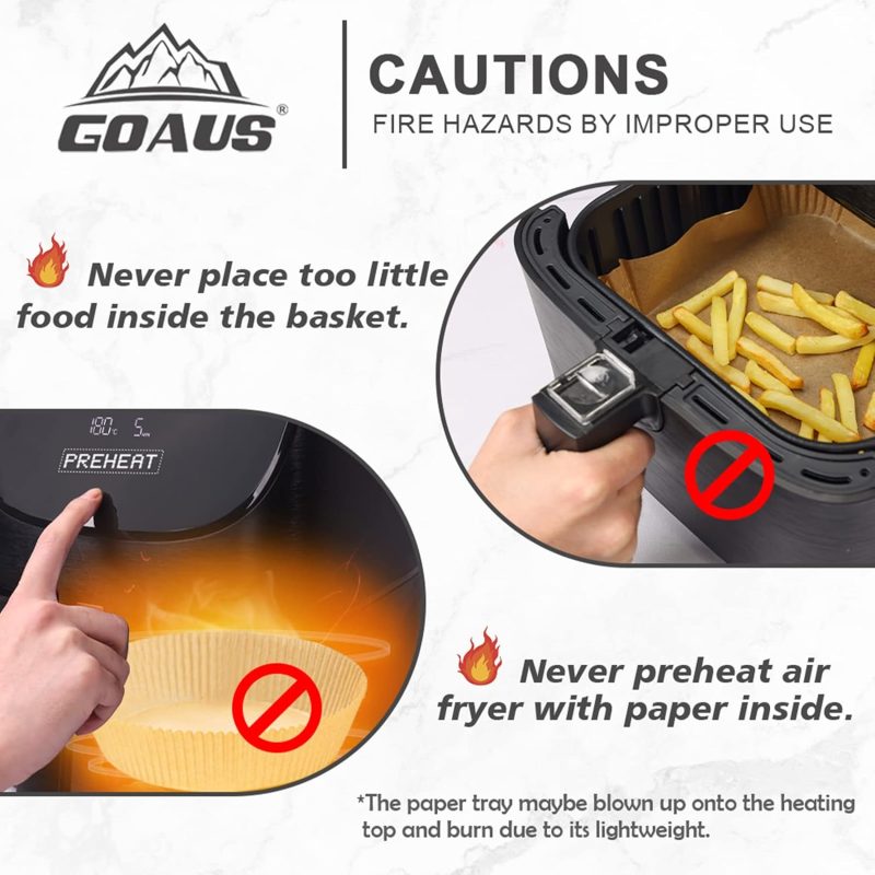 Goaus Air Fryer Square Paper Liners Disposable Large 150 Pcs For 5 To 8 Qt Basket - Image 5