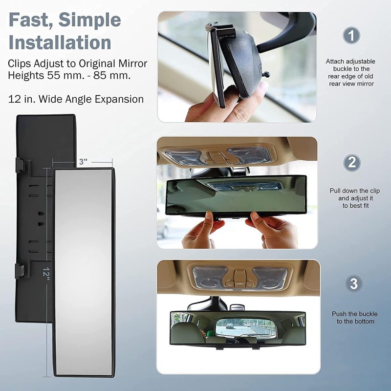 Verivue Universal Panoramic 12-Inch Rear View Mirror - Image 4