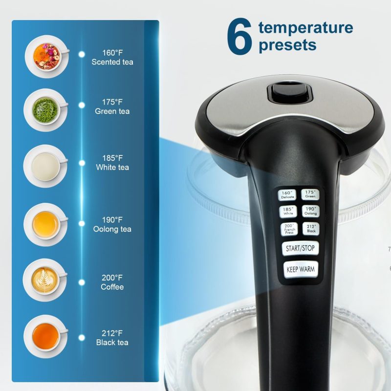 1500W Electric Kettle With Temperature Control - 6-Temp Presets For Tea/Coffee - Image 3