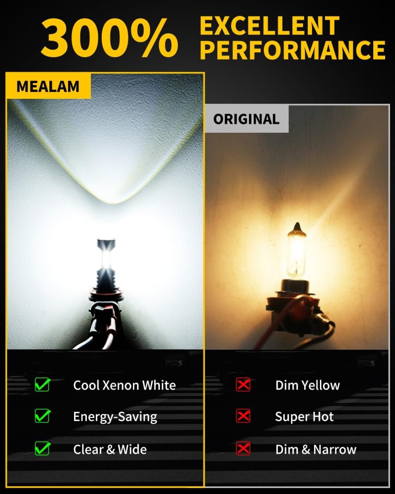 6000K Xenon White H11 H8 Led Fog Lights Bulb Replacement Compatible With 2006 2007 2008 2009 2010 2011 2012 2013 2014 2015 Honda Accord - Image 2