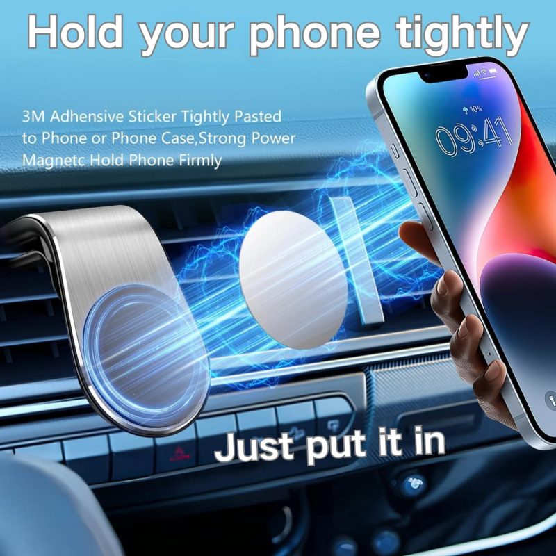 2-Pack Strong Magnetic Car Phone Holder - 360° Rotatable L-Shape Air Vent/Dashboard Mount For Iphone - Image 2