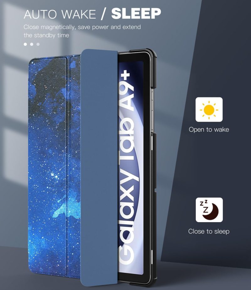 2023 TiMOVO Case for Samsung Galaxy Tab A9+/A9 Plus 11 Inch 2023 Slim Lightweight Stand Hard Back Shell Protective Cover for Galaxy Tab A9+ Tablet SM-X210/X216/X218 Auto Wake/Sleep Blue Starry Sky - Image 5