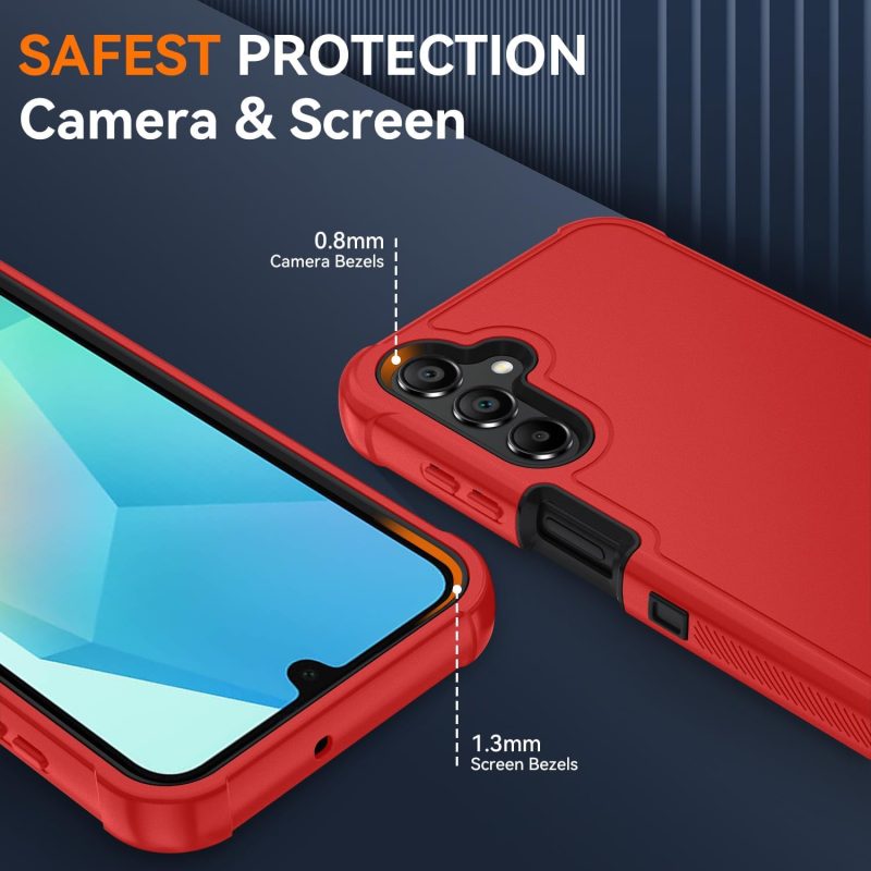 A16 Hybrid Protective Case for Galaxy A16 5G - Bright Red/Black - Image 6
