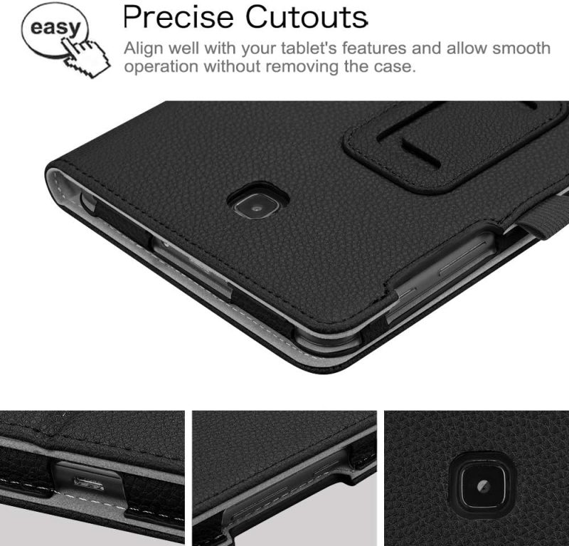 2018 Fintie Folio Case for Samsung Galaxy Tab A 8.0 2018 Model SM-T387 Slim Fit Premium Vegan Leather Stand Cover Black - Image 4