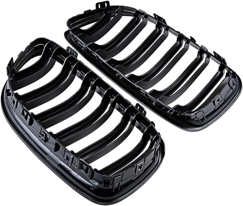 Left + Right Glossy Black Kit Dual Slats Front Bumper Kidney Grilles+ Side Mirror Cover Cap Compatible With 2009-2011 Bmw E90 E91 Facelift 323I 328I Xdrive 335I 335D - Image 4