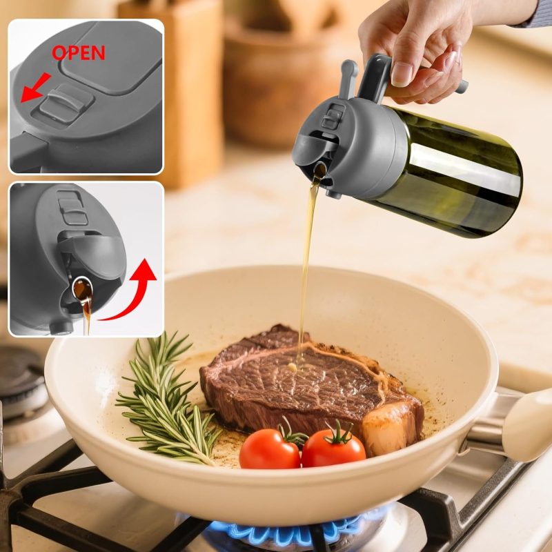 Olive Oil Dispenser And Oil Sprayer – 16Oz/470Ml Glass Light-Proof Oil Pourer For Kitchen - Image 4