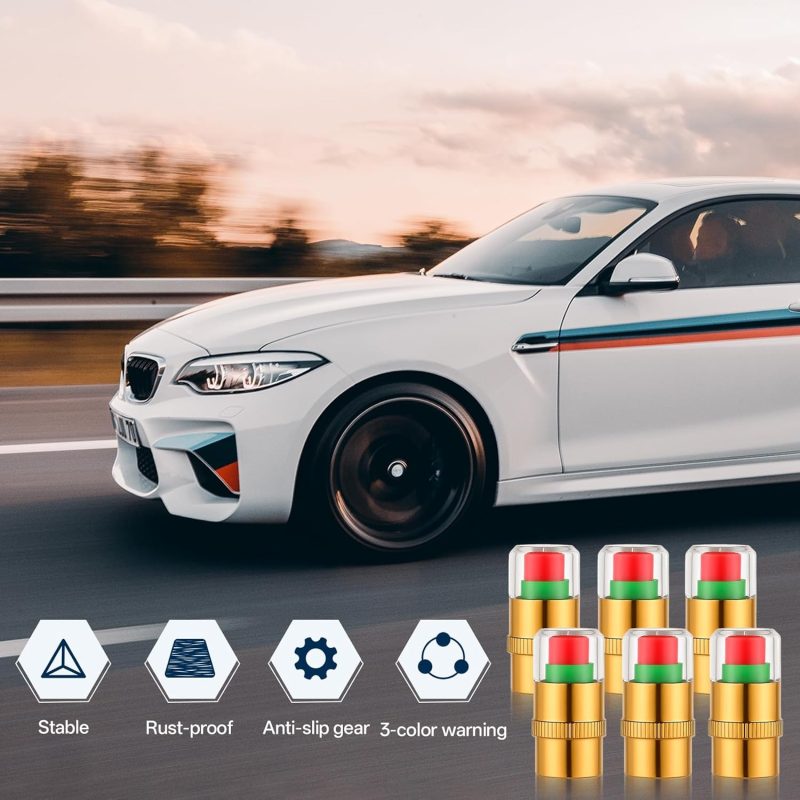 12Pcs Car Tire Pressure Monitor Valve Stem Caps 3-Color Tire Pressure Caps Alarm Tires Indicator Sensor Indicator Universal Valve Stem Cap For Cars - Image 4