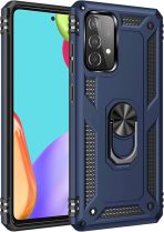 Dionsibei Military Grade Drop Impact for Samsung Galaxy A52 5G Case 360 Metal Rotating Ring Kickstand Holder Armor Heavy Duty Shockproof for Galaxy A52 5G/4G Phone Case Blue
