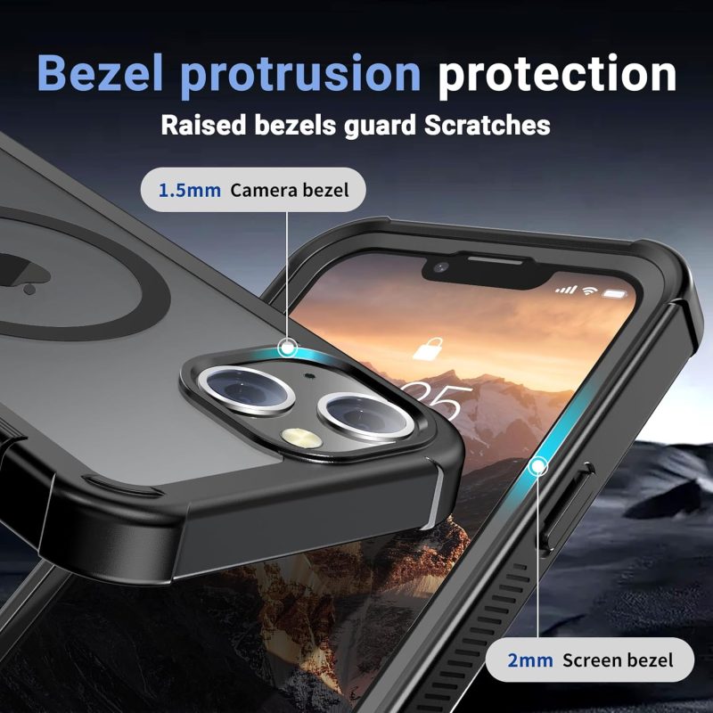 MAGNETIC for iPhone 14 Case  2-Layer Durable Bumper Phone Case 6.1''-Black - Image 6