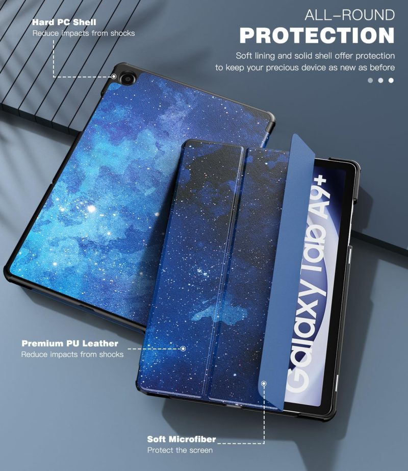 2023 TiMOVO Case for Samsung Galaxy Tab A9+/A9 Plus 11 Inch 2023 Slim Lightweight Stand Hard Back Shell Protective Cover for Galaxy Tab A9+ Tablet SM-X210/X216/X218 Auto Wake/Sleep Blue Starry Sky - Image 6