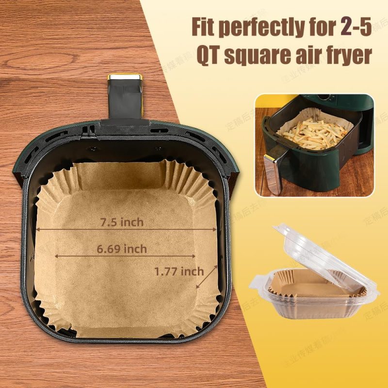 7.5 Inch Air Fryer Parchment Paper Liners Square - Image 2