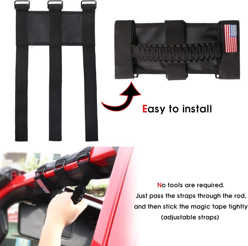 Handles Grab Roll Bar Grab Handles Grip Handle For Jeep Wrangler Accessories Tj Jk Jl Gladiator Jt Utv Atv - Upgrade Metal Buckle - Image 4