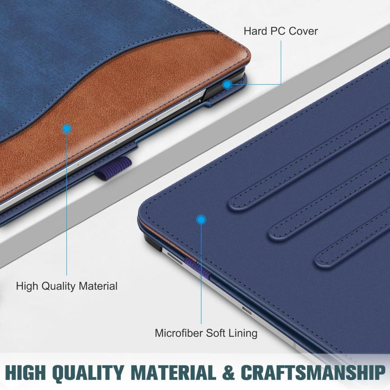 S10 Fintie Case for Samsung Galaxy Tab S10 Lite/ S10 FE/ S9 FE 5G 10.9 Inch/Tab S9 11 Inch with S Pen Holder Multi-Angle Viewing Protective Cover with Pocket Auto Sleep/Wake Denim Blue/Brown - Image 5