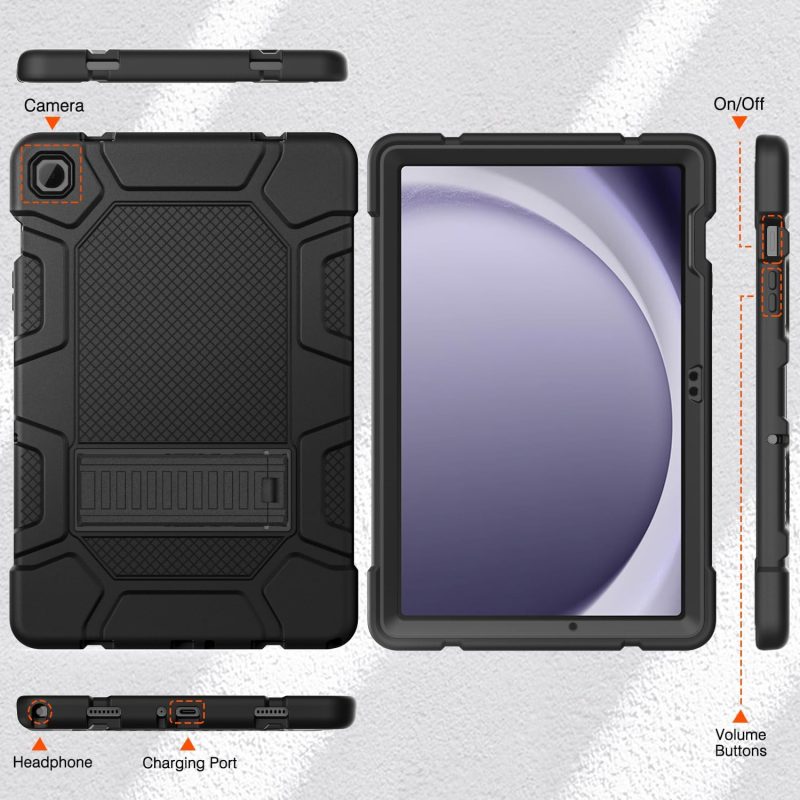 2024 Case for Samsung Galaxy Tab A9+/A9 Plus 11” 2024 Model (SM-X210/X216/X218) Heavy Duty Shockproof Rugged High Impact Protective Case Black - Image 6
