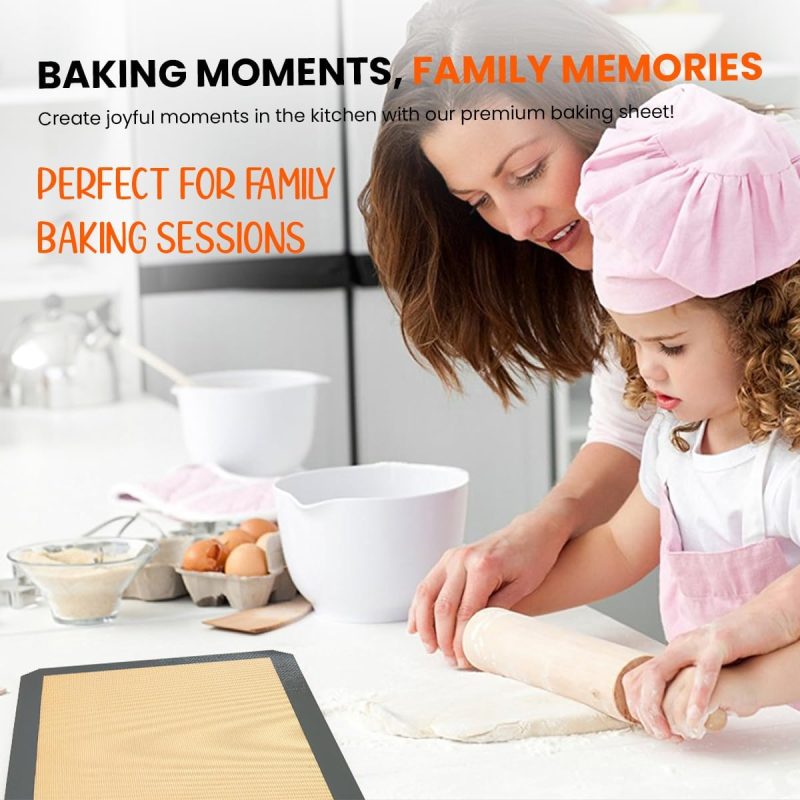 Silicone Baking Mats Half Sheet Non Stick For Oven Reusable 4 Pack - Thick Heavy Duty Silicone Baking Mat Cookie Sheet 1/2 Size For Macaron & Pastry - Half Size Rectangular Cooking Oven Liner Pad - Image 5