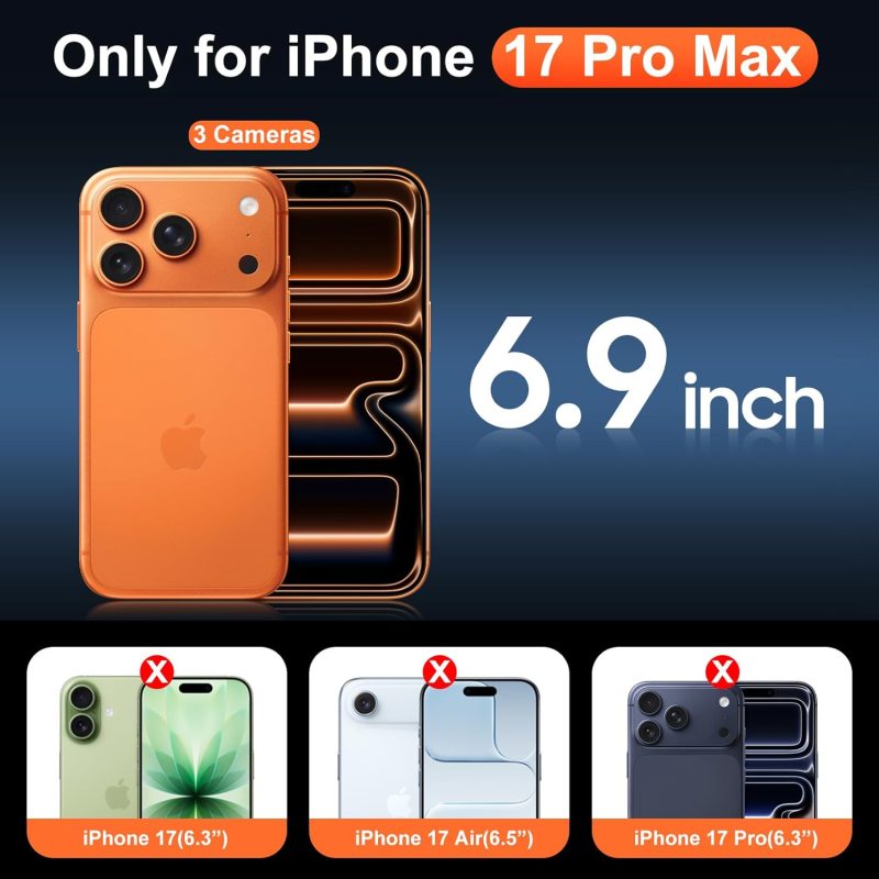 Temdan for iPhone 17 Pro Max Case Clear with Screen Protector, [Compatible with Magsafe][Anti-Yellowing][Military-Grade Protection] Shockproof Slim Magnetic Phone Case Cover, Transparent - Image 2
