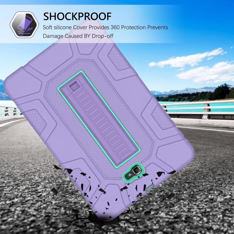 GUAGUA Compatible with Samsung Galaxy Tab A 10.1 2016 Case SM-T580 T585 T587 Kickstand 3 in 1 Hybrid Heavy Duty Rugged Shockproof Protective Anti-Scratch Case for Galaxy Tab A 10.1 2016 Purple/Green - Image 5