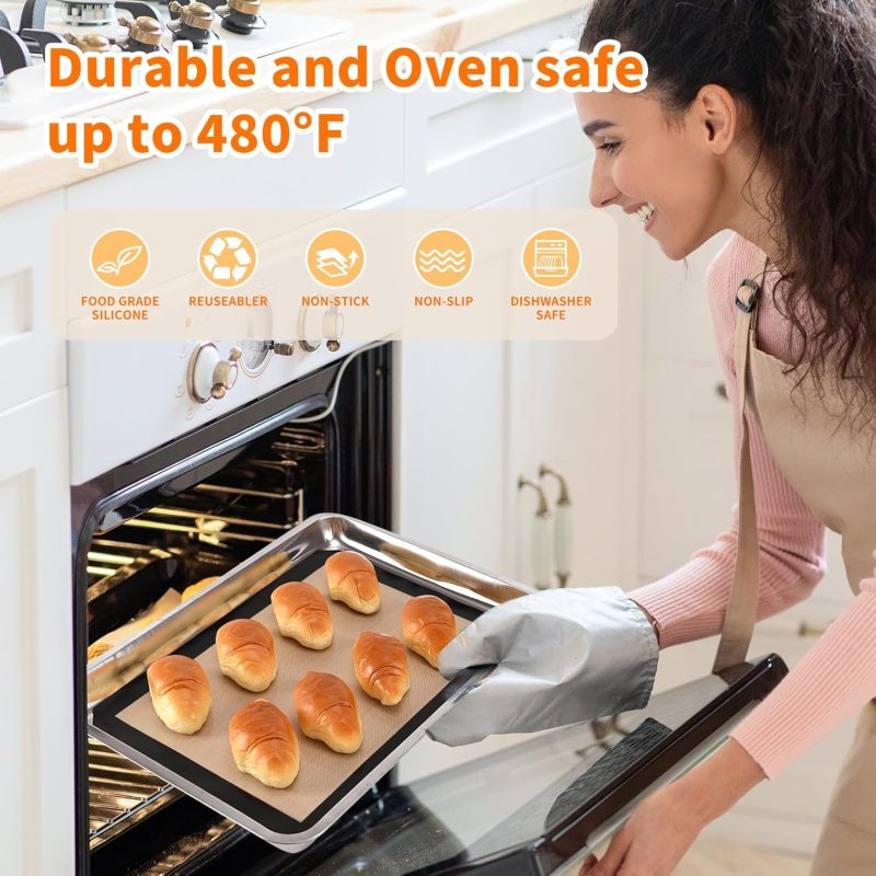 2-Pack Silicone Baking Mats – Non-Stick Reusable Bpa-Free Oven Liners - Image 6