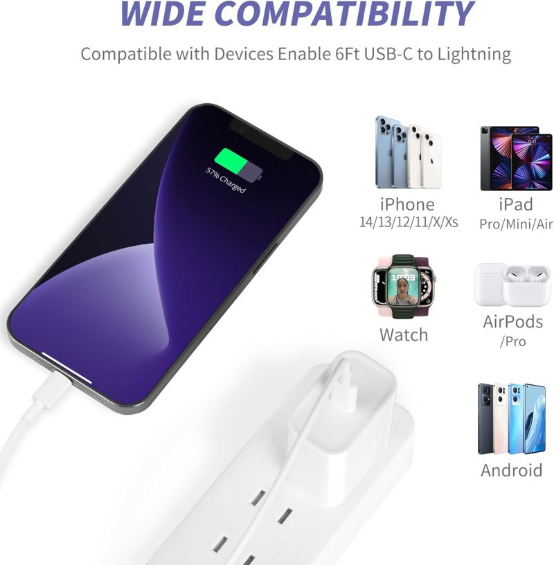 iPhone Charger Fast Charging,[MFi Certified] 2Pack 20W Type C Fast Charger Block with 6FT USB C to Lightning Cable Compatible for iPhone 14/13/12/11 Pro Max/Xs Max/XR/X,iPad（White） - Image 6