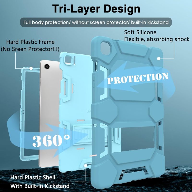 CCMAO Case for Samsung Galaxy Tab A9+ 10.9”(SM-X210/X216/X218) Heavy Duty Shockproof Hard Hybrid Three Layer Protective Cover with Kickstand for Galaxy Tablet A9 Plus 2023 Model for Kids Blue+Green - Image 2