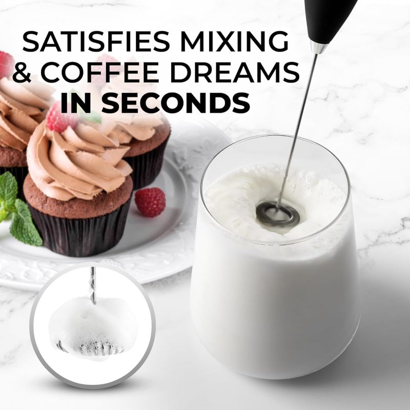 Zulay Kitchen Powerful Milk Frother Wand With 2 Duracell Batteries - Ultra Fast Handheld Drink Mixer - Electric Whisk Foam Maker For Coffee - Image 2