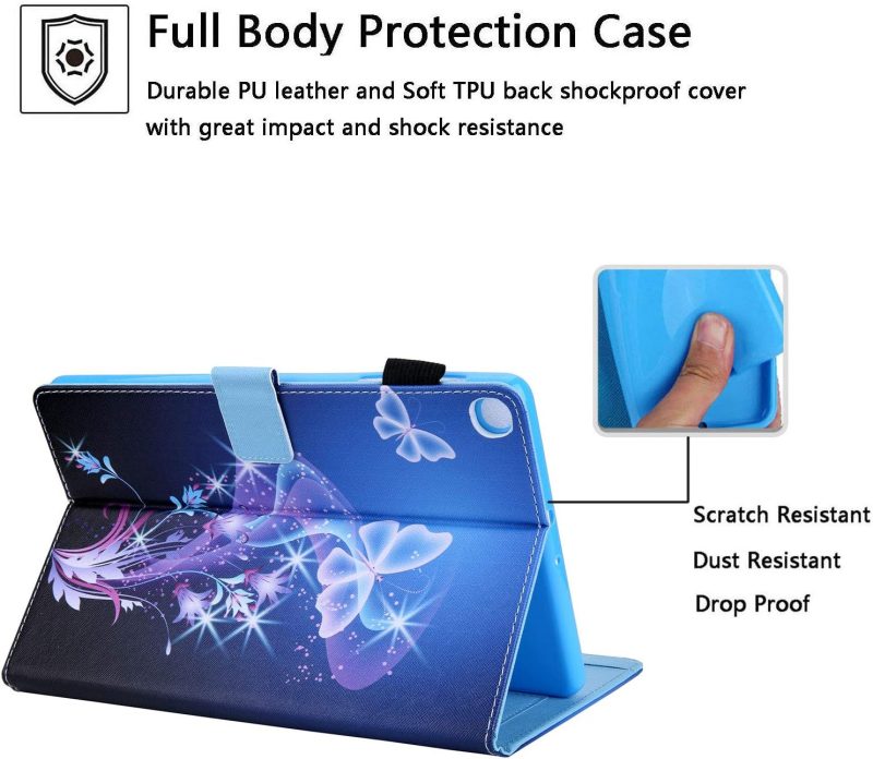 2019 for Samsung Galaxy Tab A 10.1 inch Case 2019 Model (SM-T510/T515/T517) with Stand/Pencil Holder/Card Slots/Magnetic Folio Slim PU Leather Soft TPU Back Shockproof Cover Purple Butterfly - Image 4