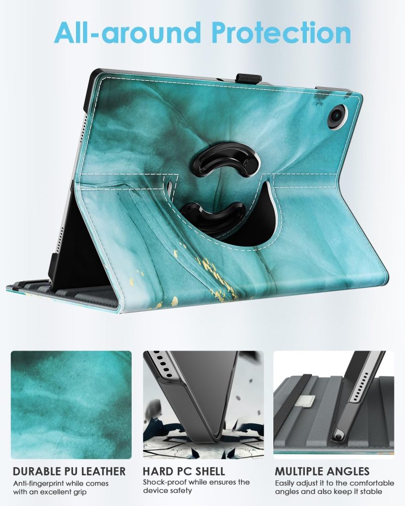 2023 TiMOVO Rotating Case for Samsung Galaxy Tab A9+/A9 Plus 11 Inch 2023 90 Degree Rotating Stand Cover Support Auto Wake Sleep for Galaxy Tab A9+ Tablet SM-X210/X216/X218 Cloud Peacock Blue - Image 4