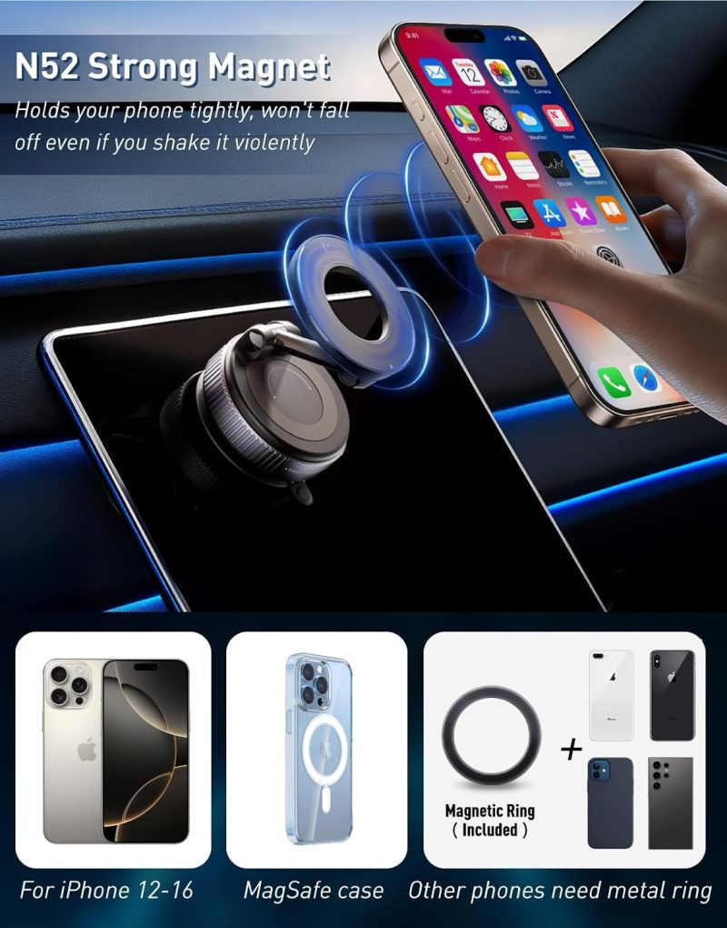 Magnetic Suction Cup Phone Mount For Magsafe - Image 4