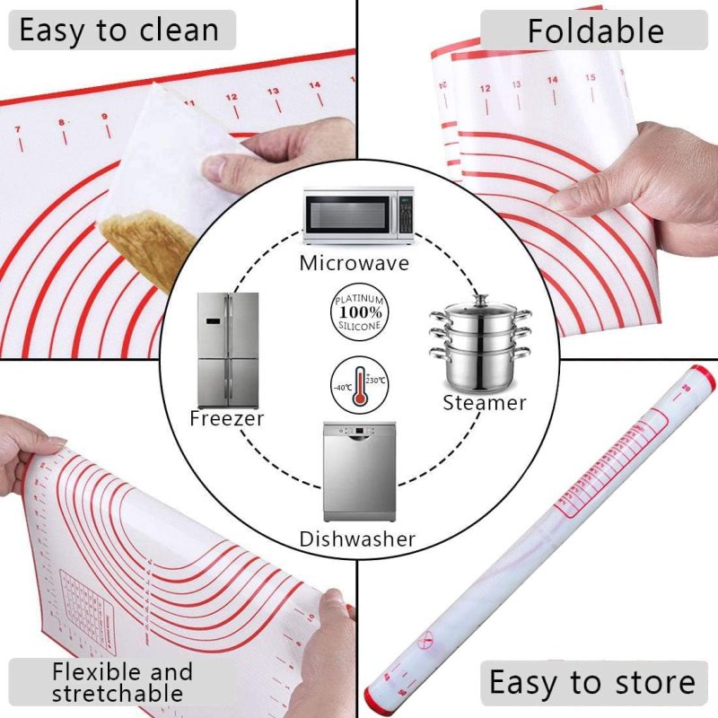 Rolling Pin And Silicone Baking Pastry Mat Set - Image 5