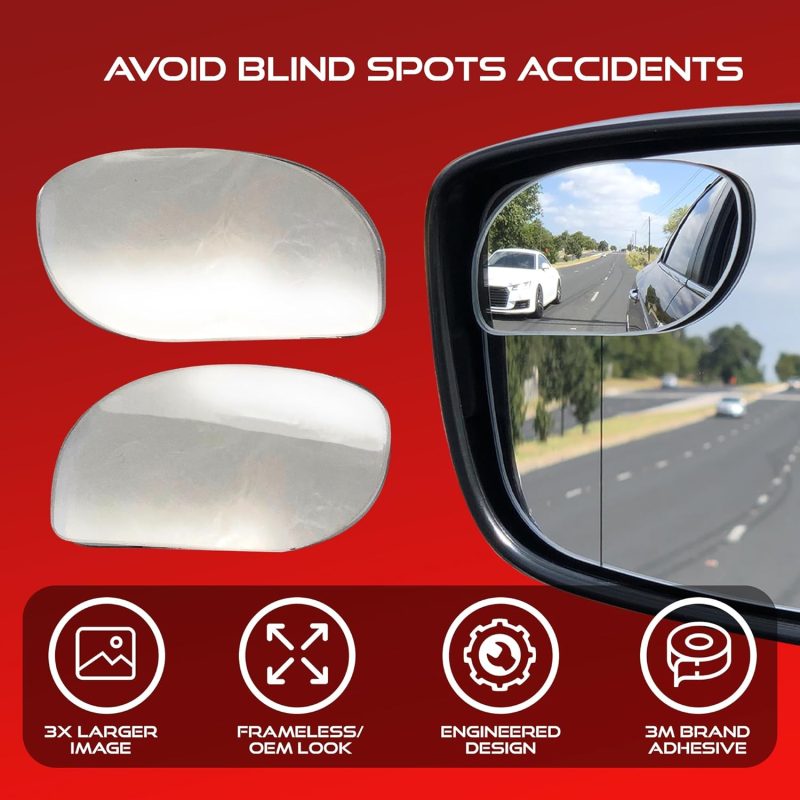 Blind Spot Convex Car Mirror - Rearview Accessories For Car Interior - Automotive Blindspot Mirrors For Larger Image And Improved Traffic Safety (2-Pack) - Image 6