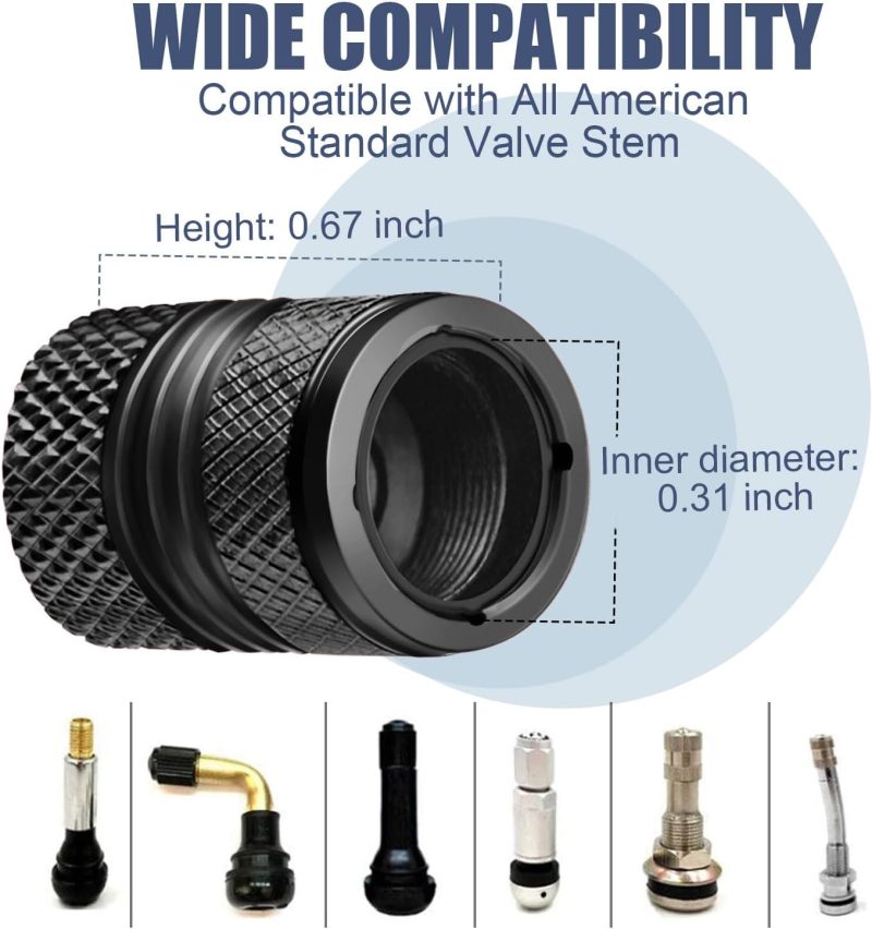 Tire Valve Stem Caps - 4 Pack Anti-Corrosion Premium Anodized Alloy Tyre Air Valve Caps Universal For Car Suv Bike Black - Image 4