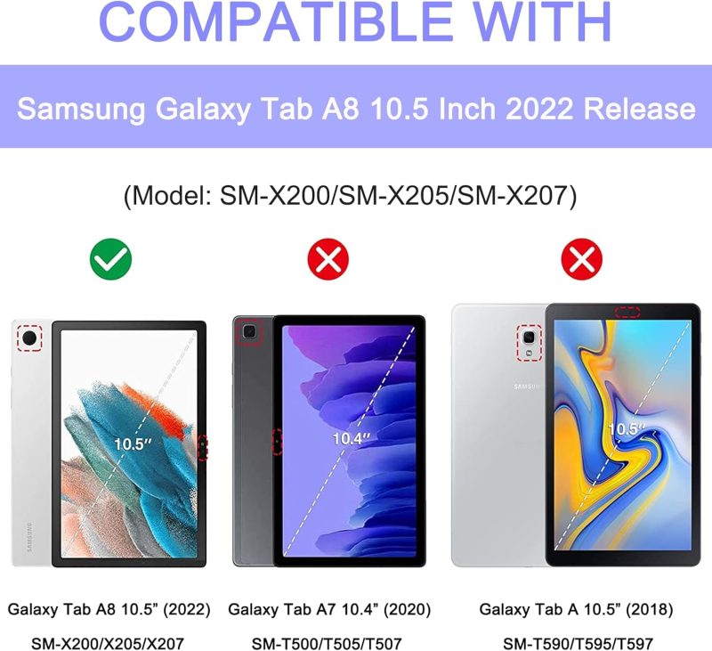 2022 Case for Samsung Galaxy Tab A8 10.5 Inch 2022 Release (Model SM-X200/X205/X207) Folio Stand Cover Protective Case for Galaxy Tab A8 10.5” Tablet 2022 Model - Red - Image 3