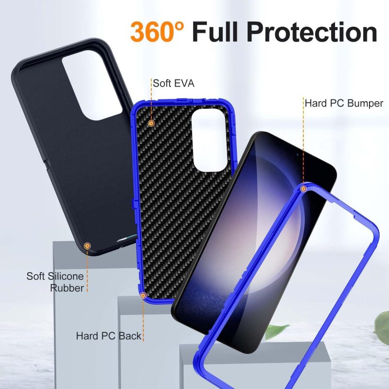 Designed for Samsung Galaxy S25 Case 3 In 1 Military Grade Protective Case Cover Silicone Heavy Duty Rugged Shockproof for Galaxy S25 Phone Case (Navy+Blue) - Image 6