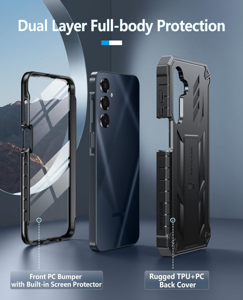 FNTCASE Hybrid Protective Case for Galaxy A16-5G - Black - Image 3