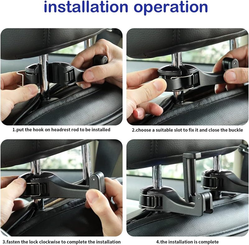 Toovren Upgraded 2 Pack Car Headrest Hidden Hook 2 In 1 Car Seat Hooks With Phone Holder For Purse - Image 6