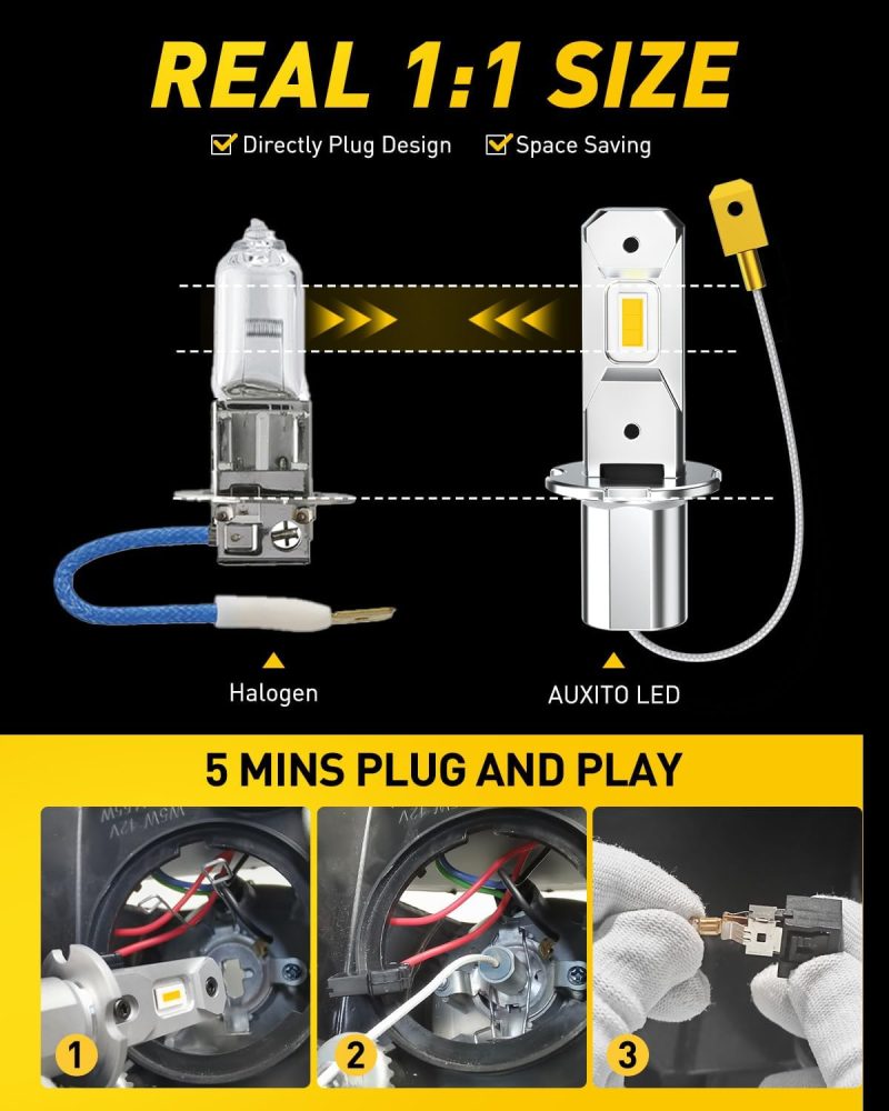 Auxito H3 Led Bulb Yellow 3000K - Image 4