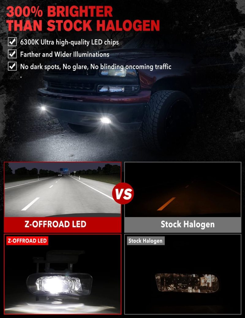 Z-Offroad New Version 60W Projector Led Fog Lights Lamps Compatible With Chevy Silverado 1999-2002 - Image 3