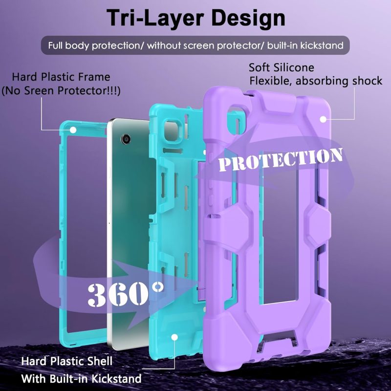 CCMAO Case for Samsung Galaxy Tab A9 Case 8.7 Inch 2023 Model Heavy Duty Shockproof Hybrid Three Layer Protective Cover with Kickstand for Samsung A9 Tablet 8.7 - Image 2