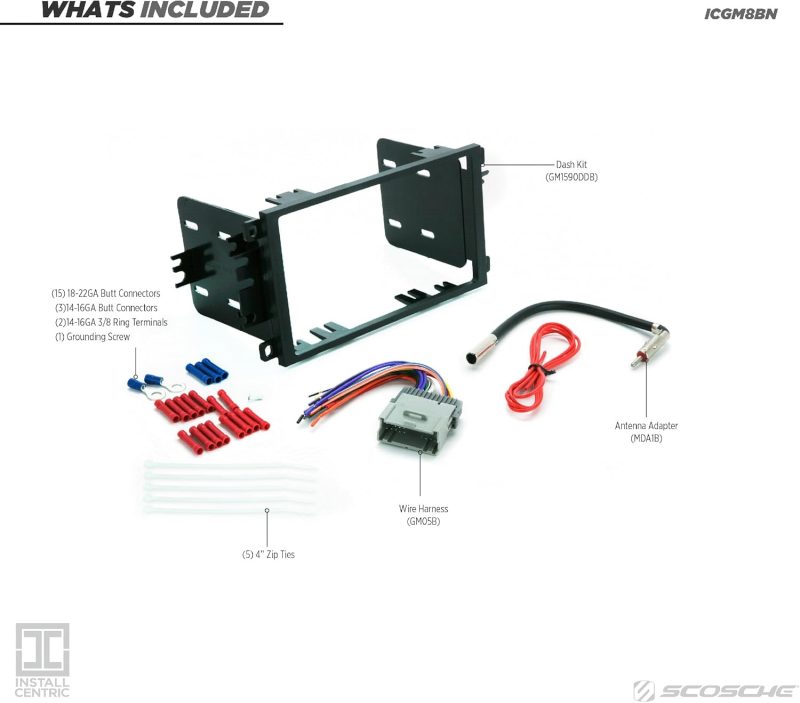 Scosche Icgm8Bn Double Din Radio Installation Dash Kit Compatible With Select 1992-2012 General Motors Vehicles - Complete Basic Aftermarket Car Stereo Install Kit - See Fit Guide Image For Vehicles - Image 3