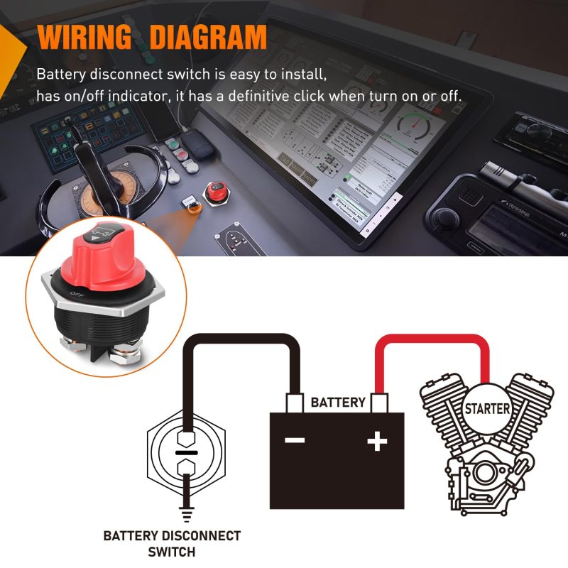 Nilight Battery Disconnect Switch 300A Master Disconnect Isolator 12V-48V On Off Power Cutoff Switch Waterproof Heavy Duty For Marine Boat Car Rv Atv Utv Yacht - Image 5