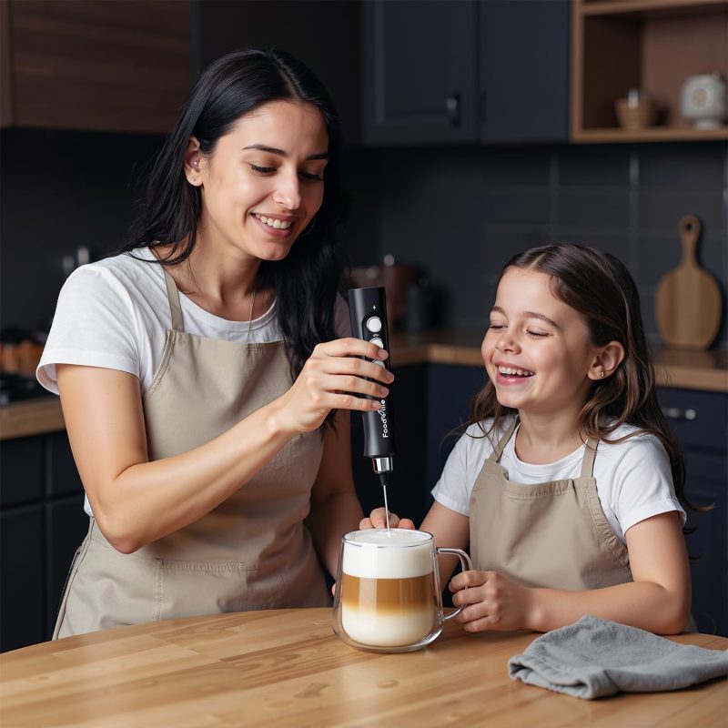 Mf02 Rechargeable Milk Frother Handheld Foam Maker With Stainless Whisk For Cappuccino - Image 2