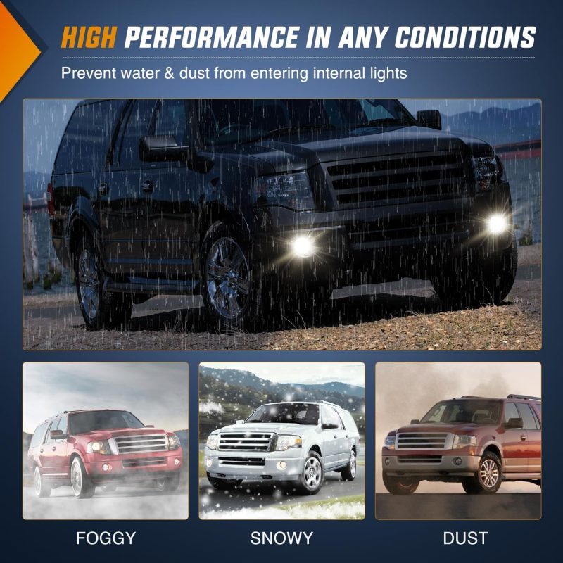 Nilight Fog Lights Assembly Compatible With 2007 2008 2009 2010 2011 2012 2013 2014 Ford Expedition 2008-2011 Ranger(Not Fit Stx Package) W/H10 12V 42W Bulbs Clear Lens - Image 4